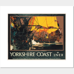 Vintage British Travel Poster: The Yorkshire Coast, Paul Jones' Sea Battle Posters and Art